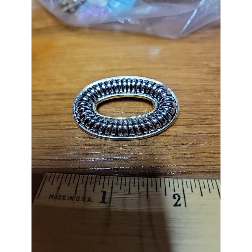 Ridged Oval Pin Mixed Metal Tones Classic Career Workwear